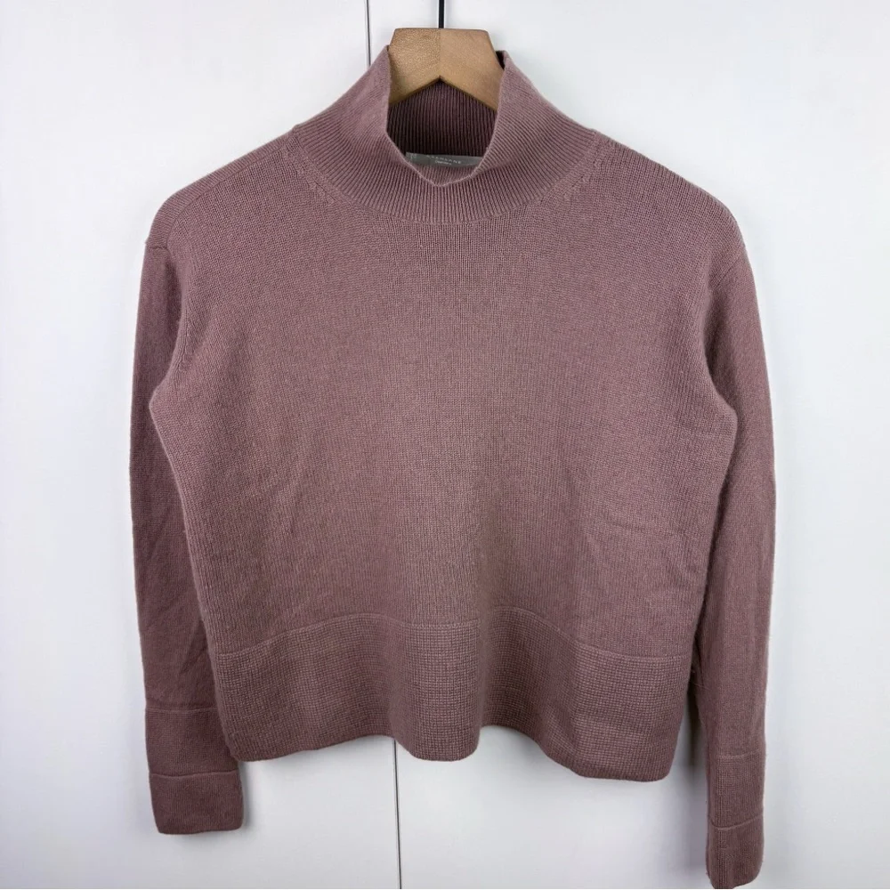 Everlane Cashmere Square Turtleneck Sweater Mink Dusty Mauve Pink Purple XXS